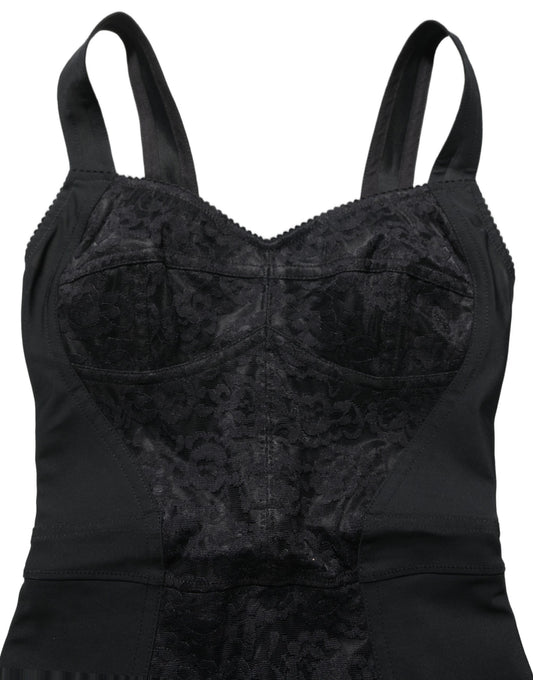 Black Floral Lace Corset Bodycon Bodysuit