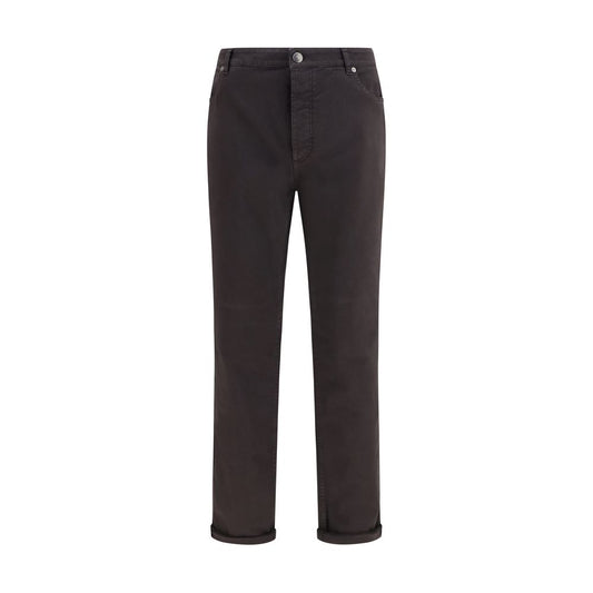 Brown Cotton Straight-Leg Jeans