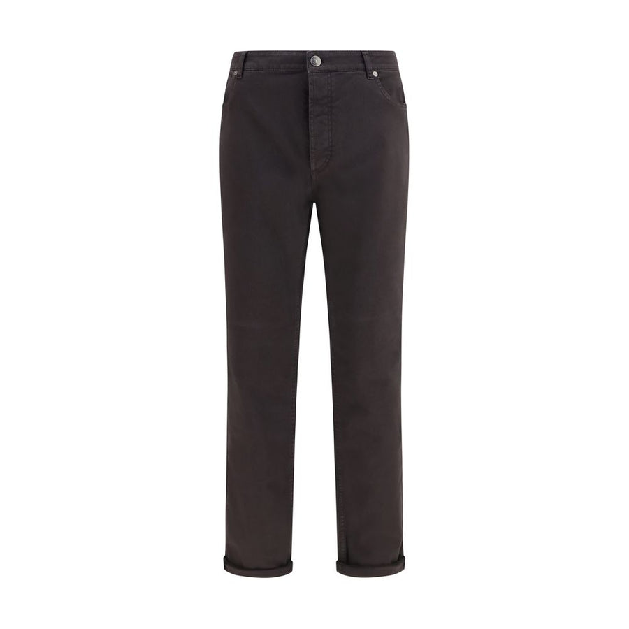 Brown Cotton Cropped Jeans