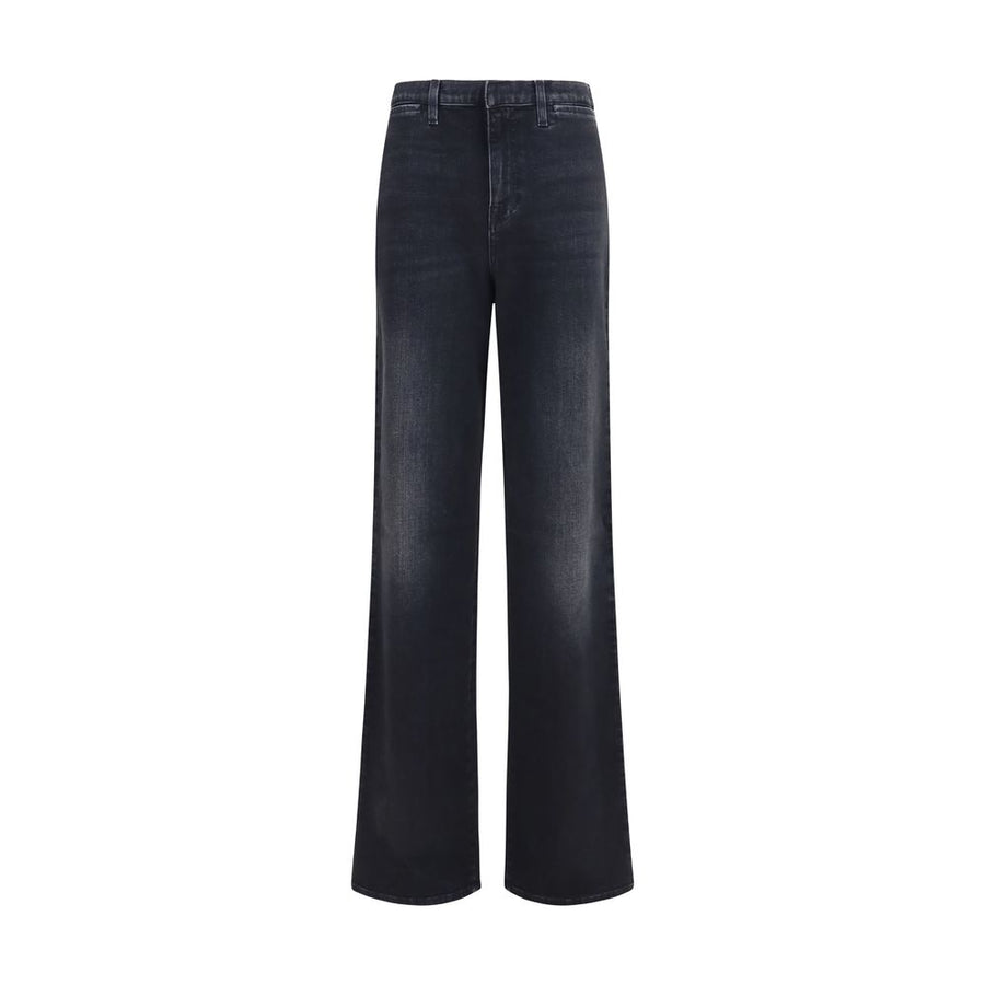 Black Cotton Straight-Leg Jeans