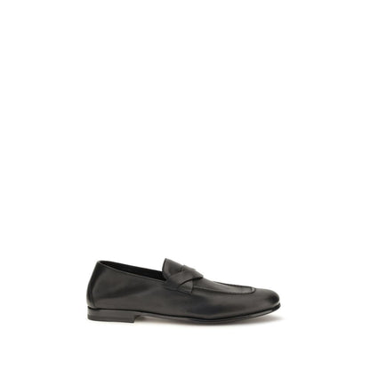 Black Calf Leather Bos Taurus Slip-On Loafers