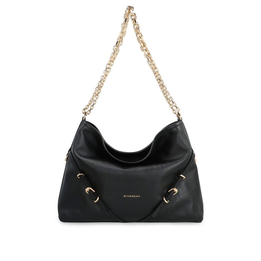 Black Calfskin Shoulder Bag