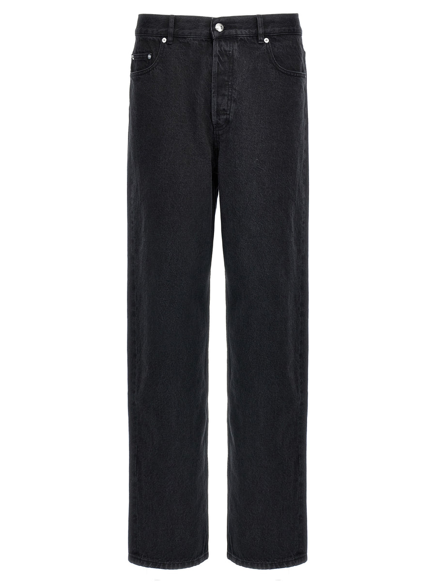Black Cotton Straight-Leg Jeans