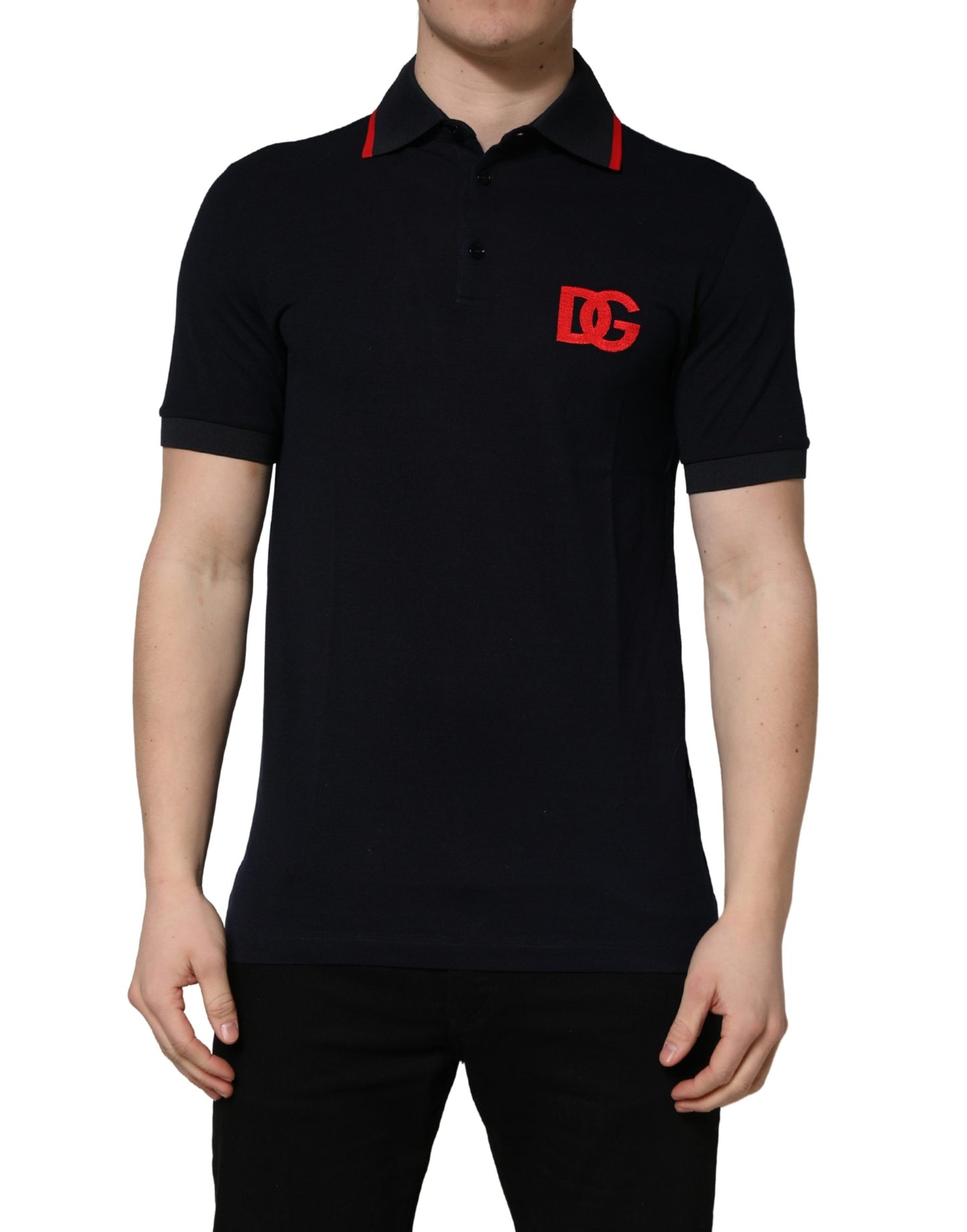 Black DG Logo Print Short Sleeve Polo T-shirt