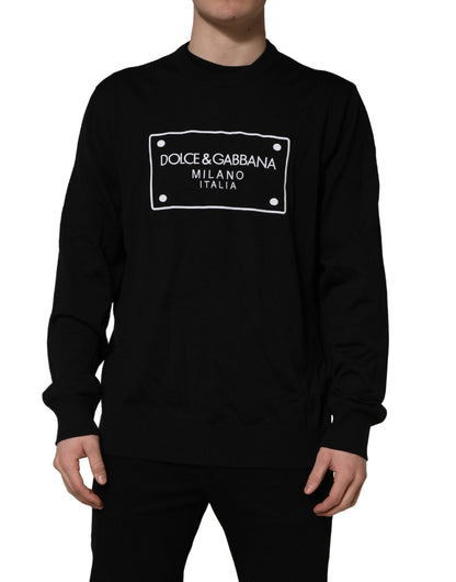 Black Graphic Logo Crew Neck Wool Pullover Sweater