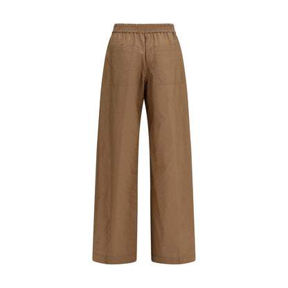 Brown Cotton Casual Pants
