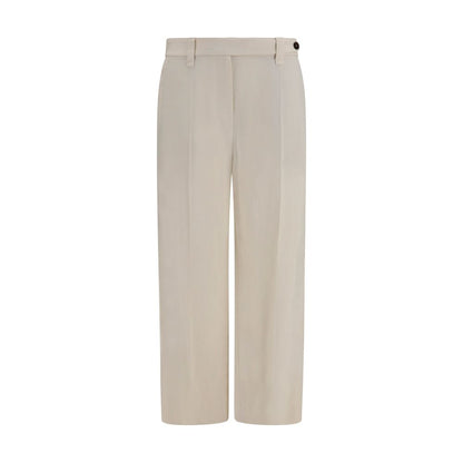 Beige Viscose Casual Pants