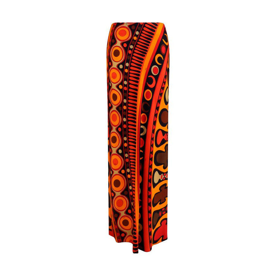 Orange Viscose Long Skirt