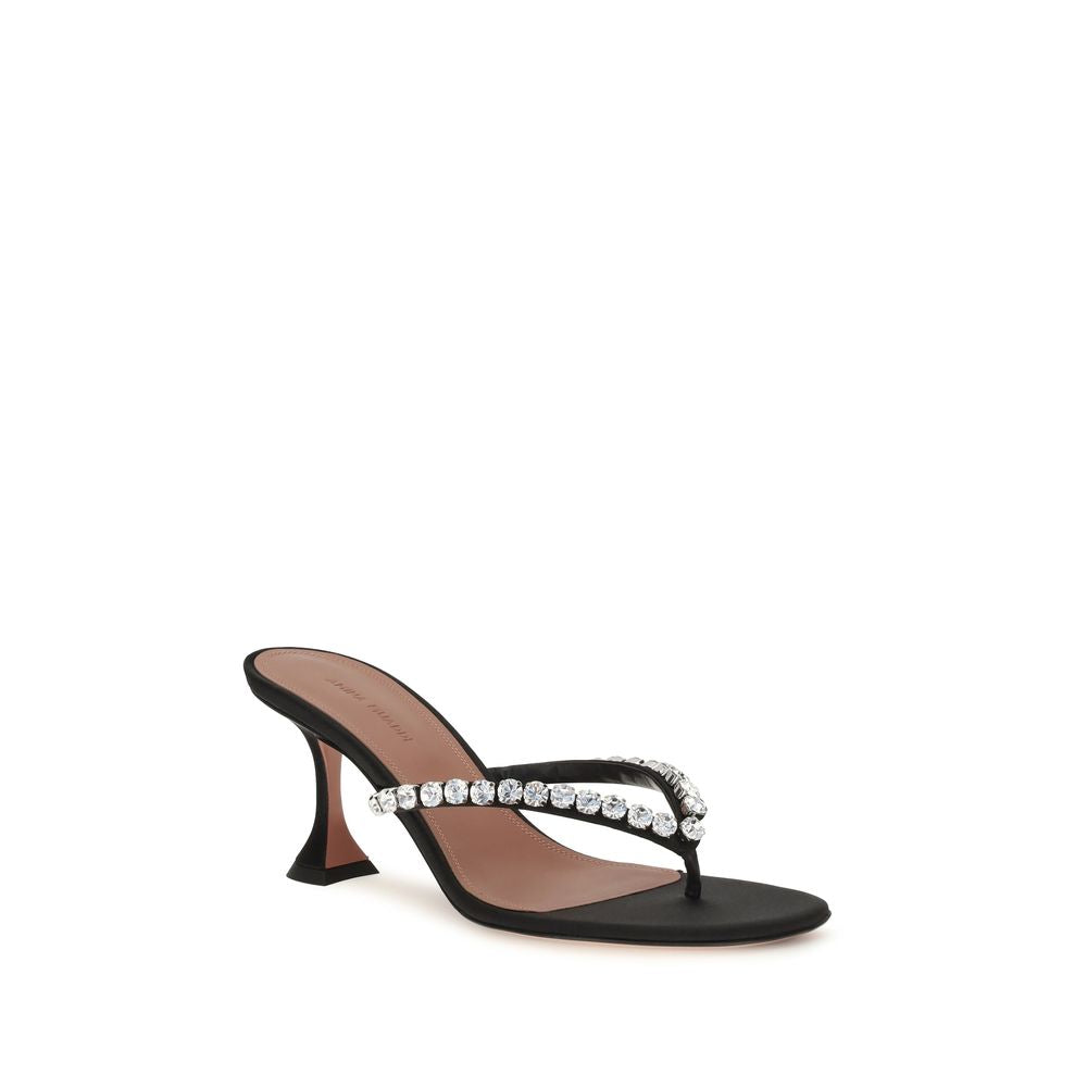 Black Silk Stiletto Heel Sandals