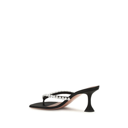 Black Silk Stiletto Heel Sandals