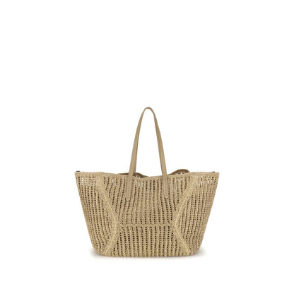 Beige Raffia Shoulder Bag