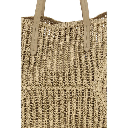 Beige Raffia Shoulder Bag