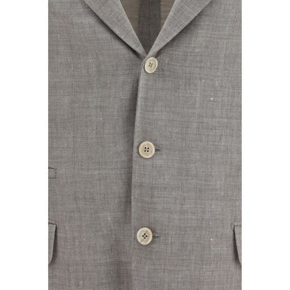 Beige Linen Full-Length Jacket