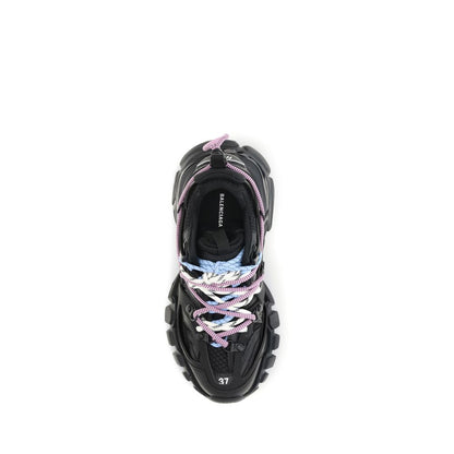 Black Polyester Athletic Sneakers