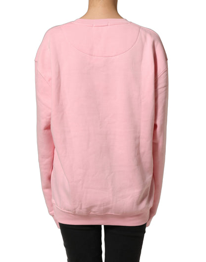 Pink Cotton Logo Long Sleeves Pullover Sweater