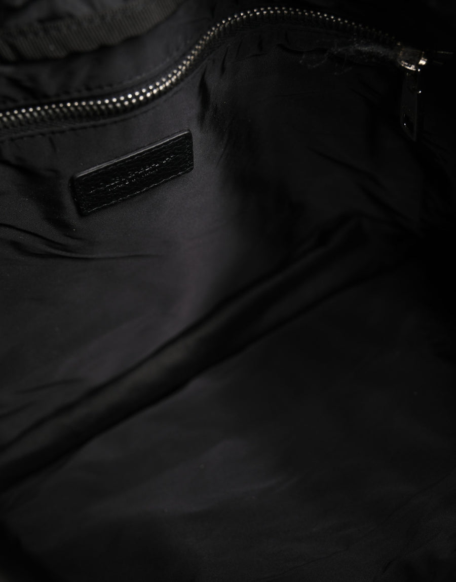 Black White Striped Polyester Drawstring Backpack Men Bag