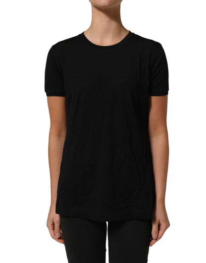 Black Wool Crew Neck Short Sleeves Men T-shirt