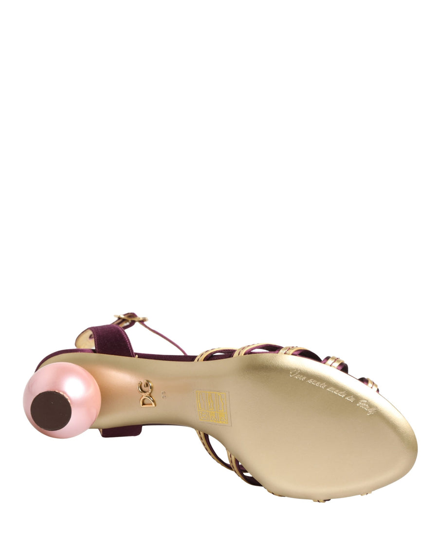 Purple Gold Keira Pearl Heels Sandals Shoes