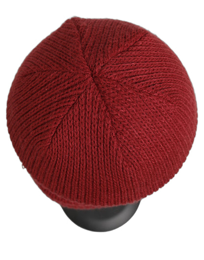 Women Bordeaux Wool Knitted Winter Beanie Capello Hat