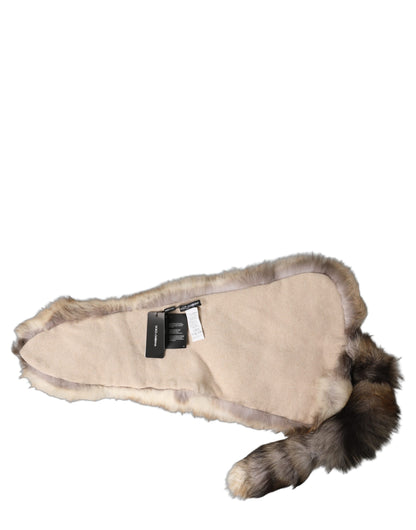 Brown Frost Fox Fur Neck Warmer Winter Scarf