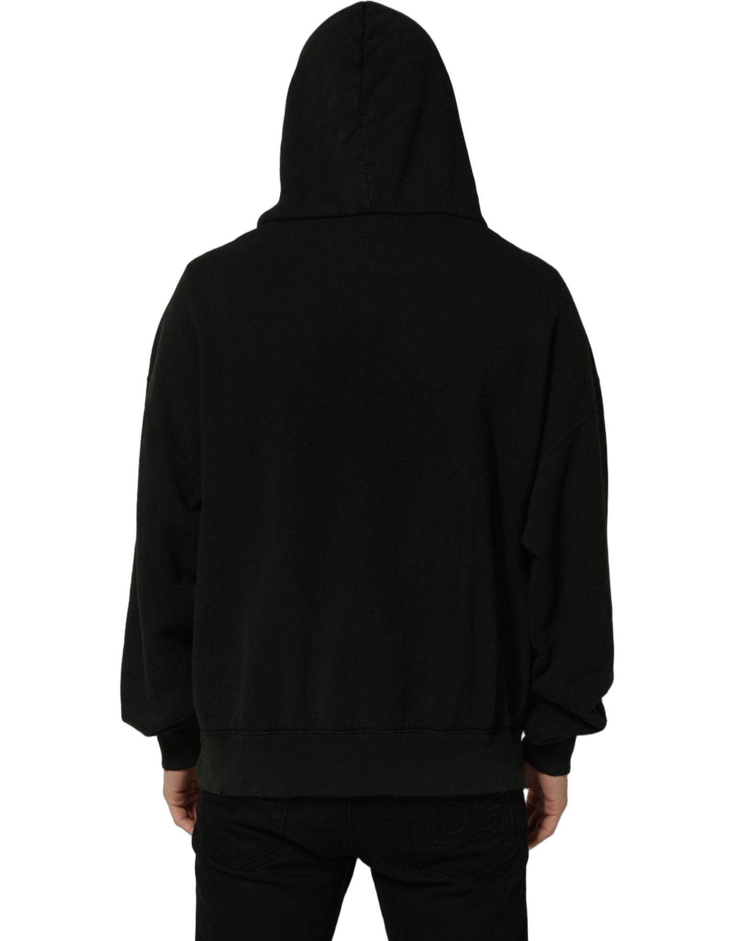 Black Cotton Hooded Men Sweatshirt Sweater