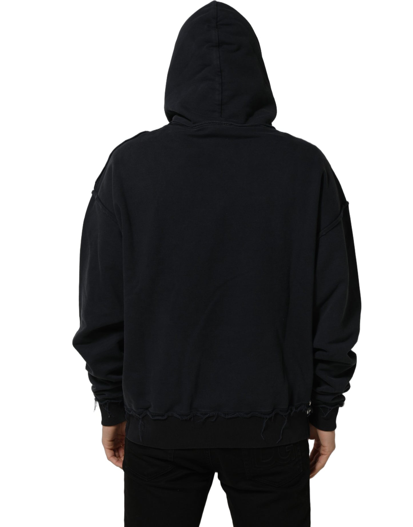 Black Anchor Print Hooded Sweatshirt Sweater
