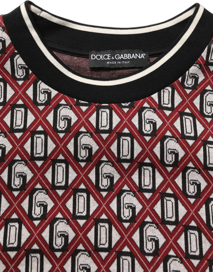 Red Logo Cotton Jacquard Sweatshirt Sweater