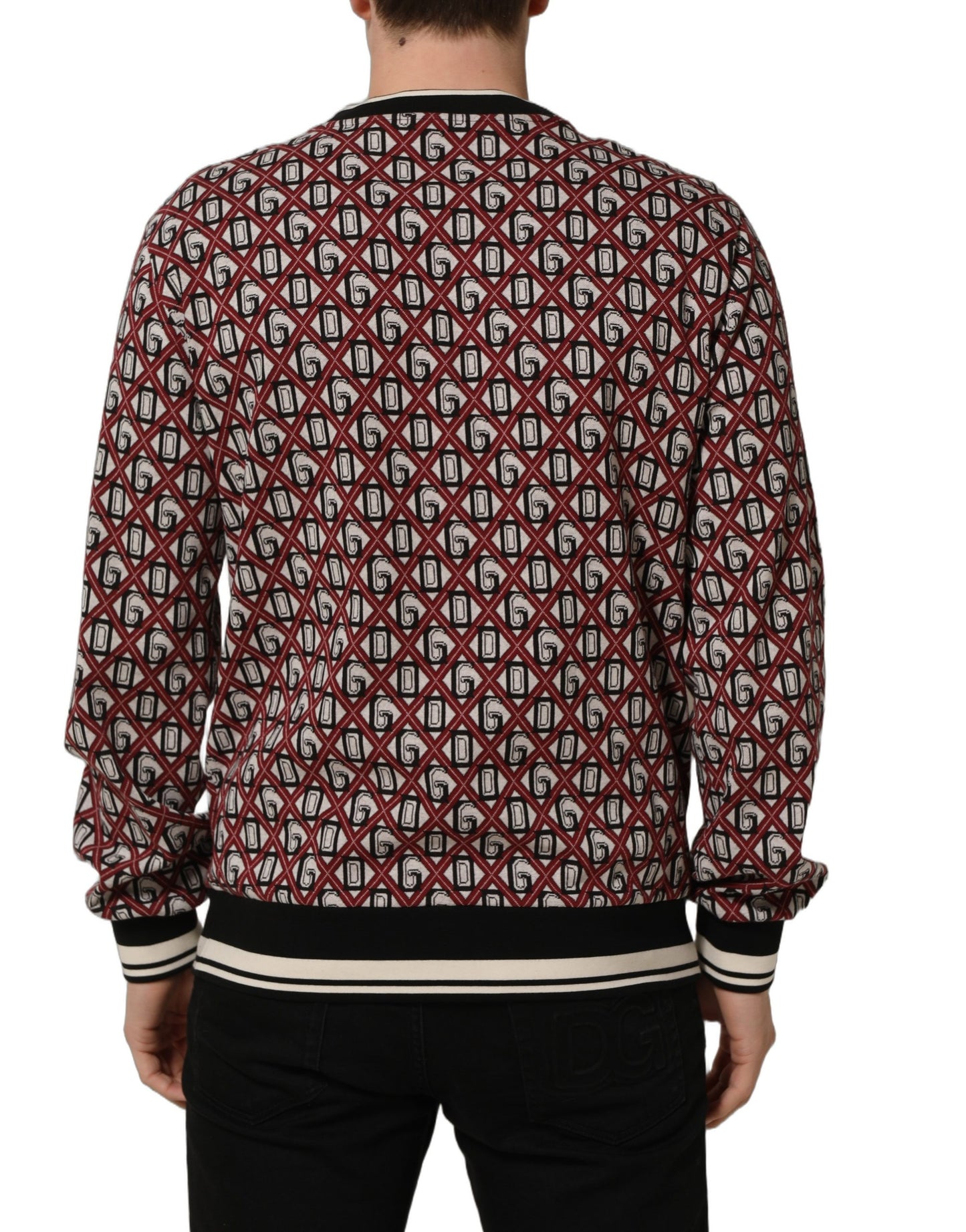 Red Logo Cotton Jacquard Sweatshirt Sweater