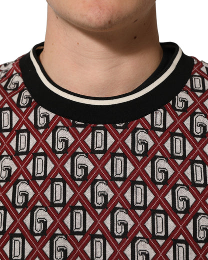 Red Logo Cotton Jacquard Sweatshirt Sweater