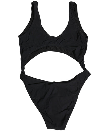 Black Cutout Logo One Piece Swimsuit Swimwear