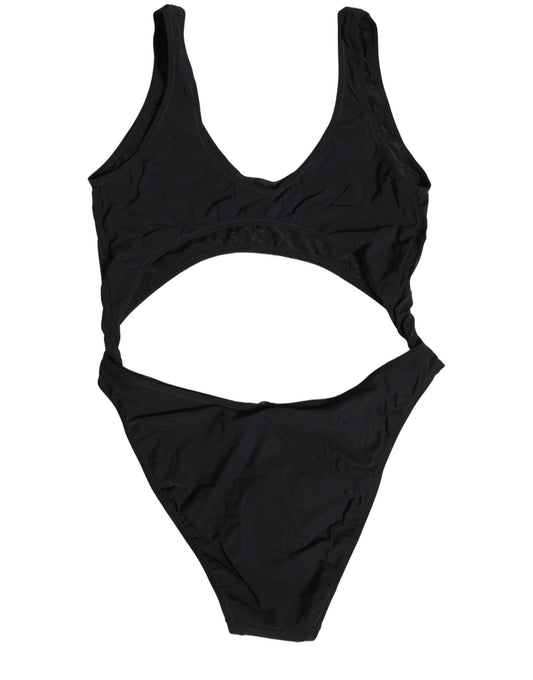 Black Cutout Logo One Piece Swimsuit Swimwear