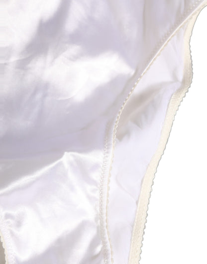 White Satin High-Waist Brief Logo Women Underwear