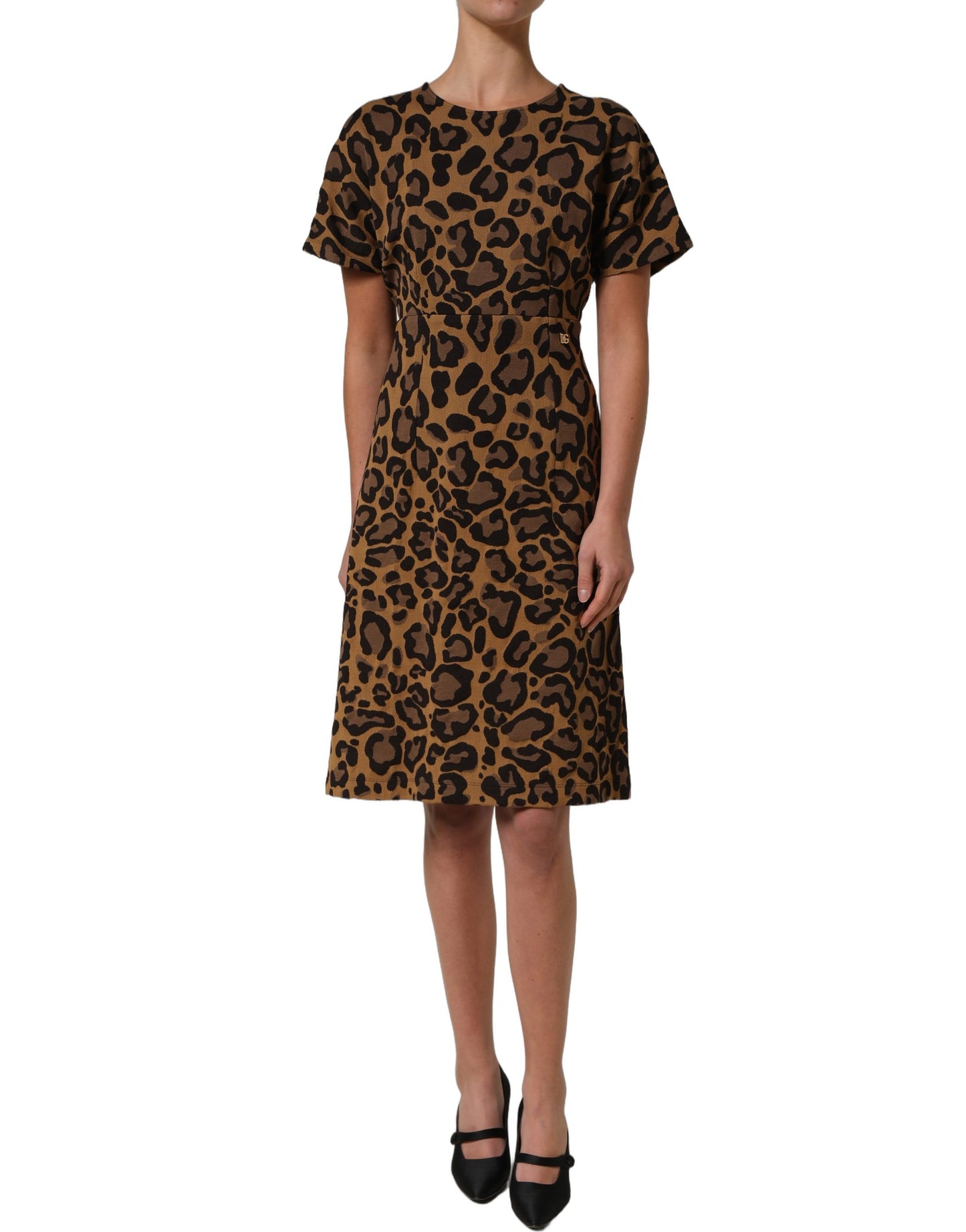Brown LeopardPrint Flared A-line Mini Dress