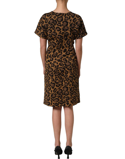Brown LeopardPrint Flared A-line Mini Dress
