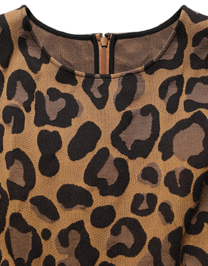 Brown LeopardPrint Flared A-line Mini Dress