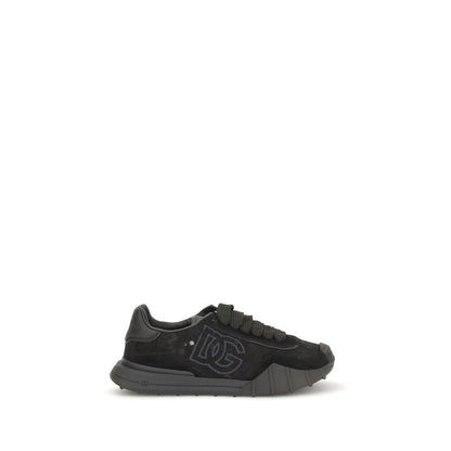 Black Calf Leather Bos Taurus Chunky Sneakers