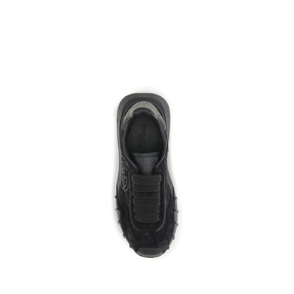 Black Calf Leather Bos Taurus Chunky Sneakers
