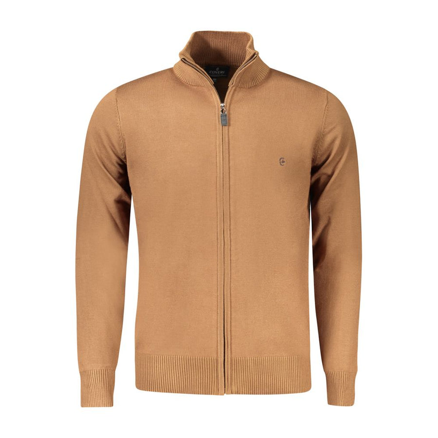 Brown Viscose Men Cardigan