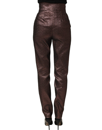 Metallic Brown High Waist Tapered Leg Pants