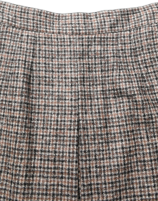 Brown Tweed High Waist A-line Mini Skirt