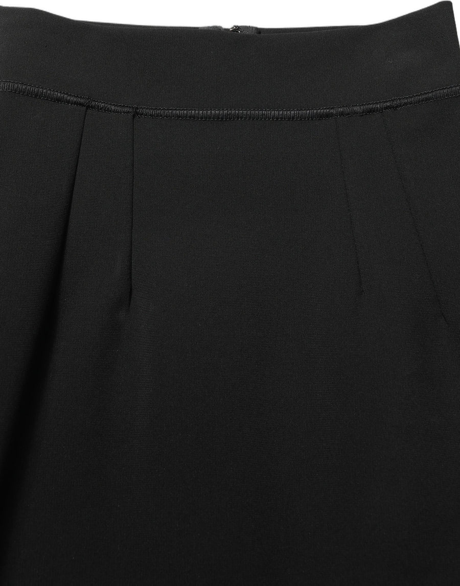 Black Nylon High Waist Fit Sheath Mini Skirt