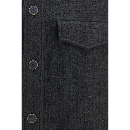 Black Cotton Full-Length Jacket