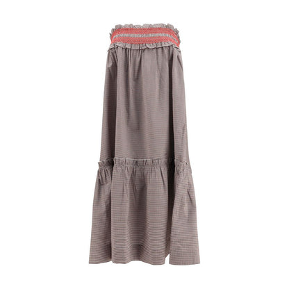 Brown Cotton Midi Skirt