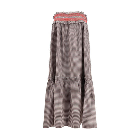 Brown Cotton Midi Skirt