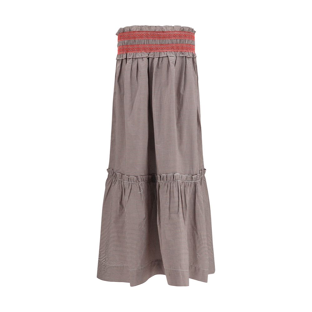 Brown Cotton Midi Skirt