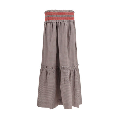 Brown Cotton Midi Skirt