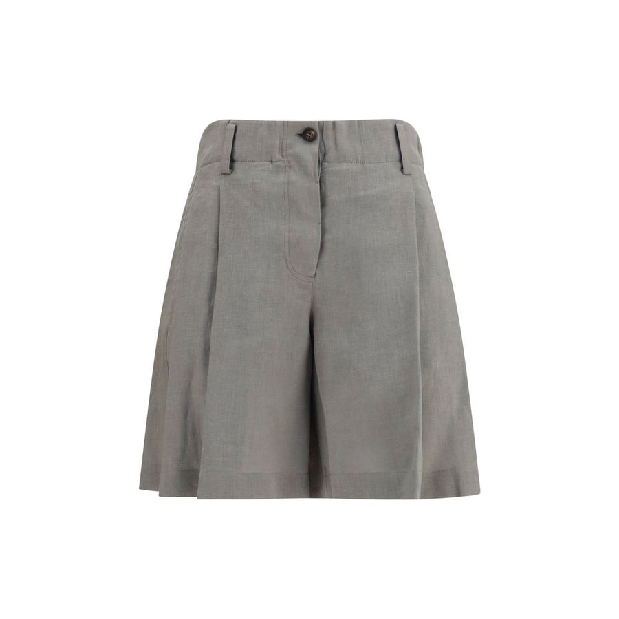 Bicolor Linen Bermuda Shorts