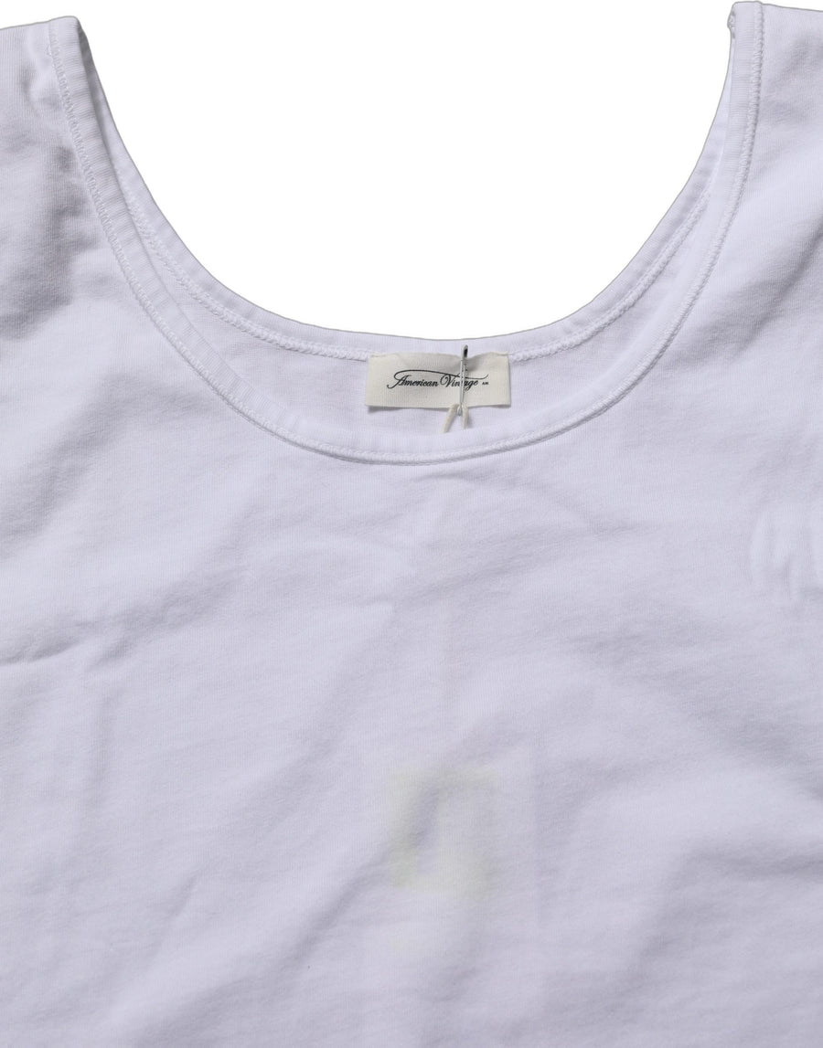 White Cotton Round Neck Sleeveless Tank Top