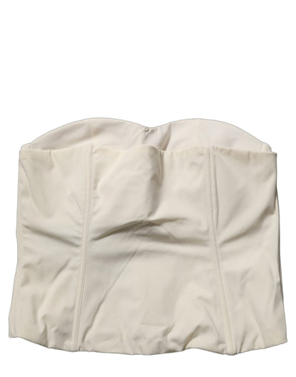 Off White Strapless Sweetheart Neck Top