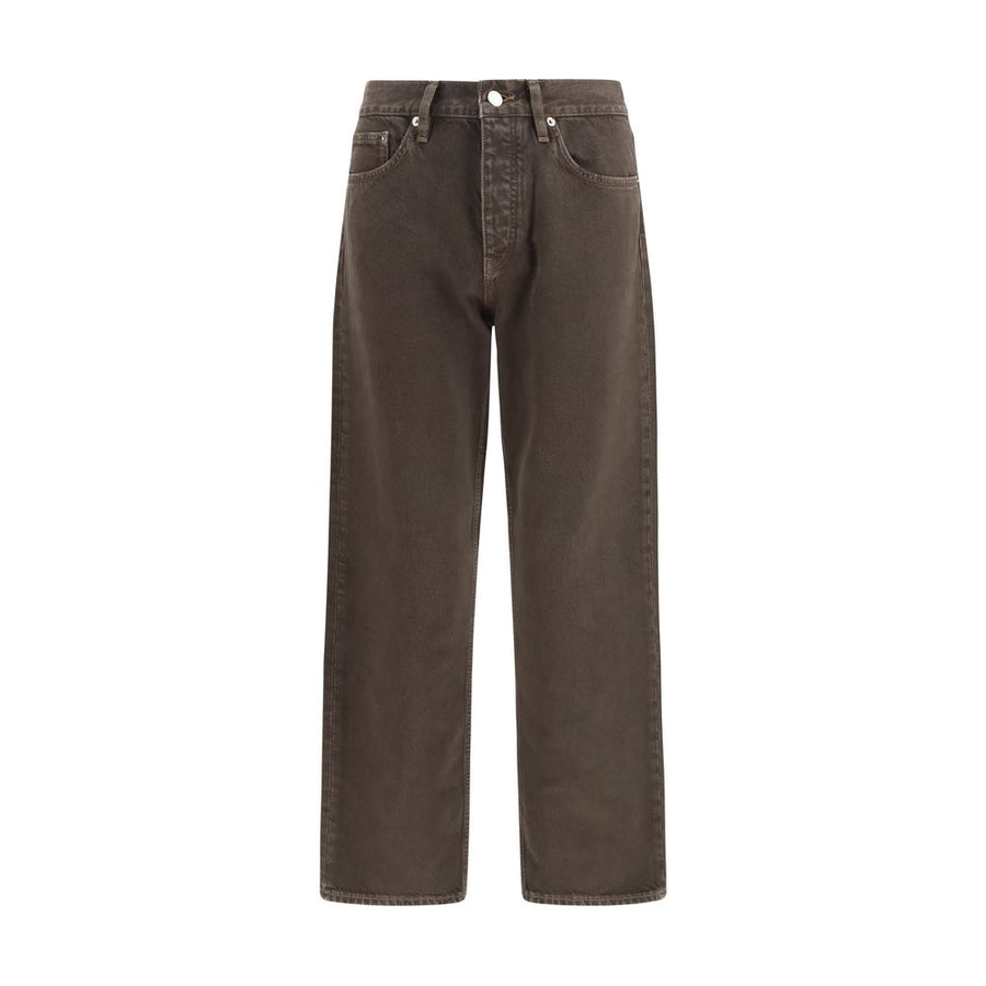 Brown Cotton Relaxed Fit Jeans